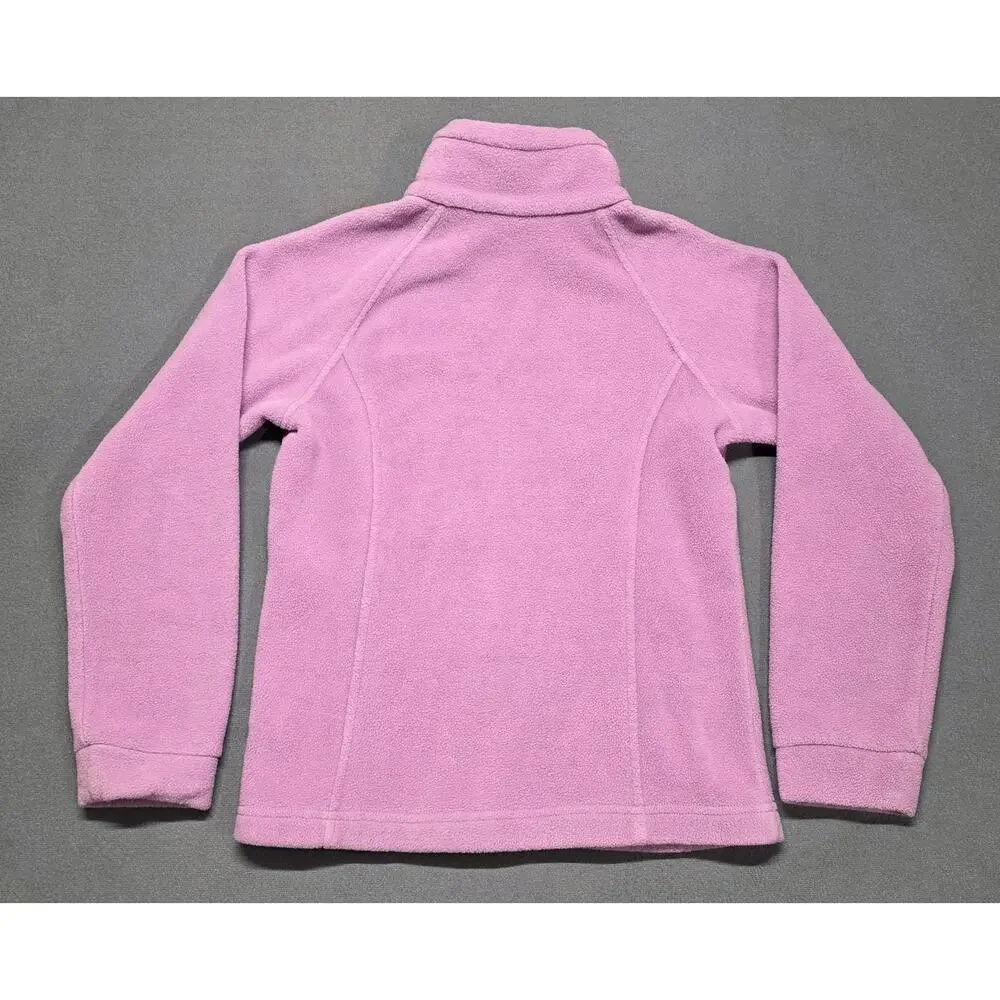 Columbia Fleece Jacket Girls S (7/8) Purple Hooded Full Zip Lightweight Zipper
